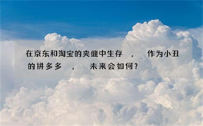 在京东和淘宝的夹缝中生存，作为小丑的拼多多，未来会如何？